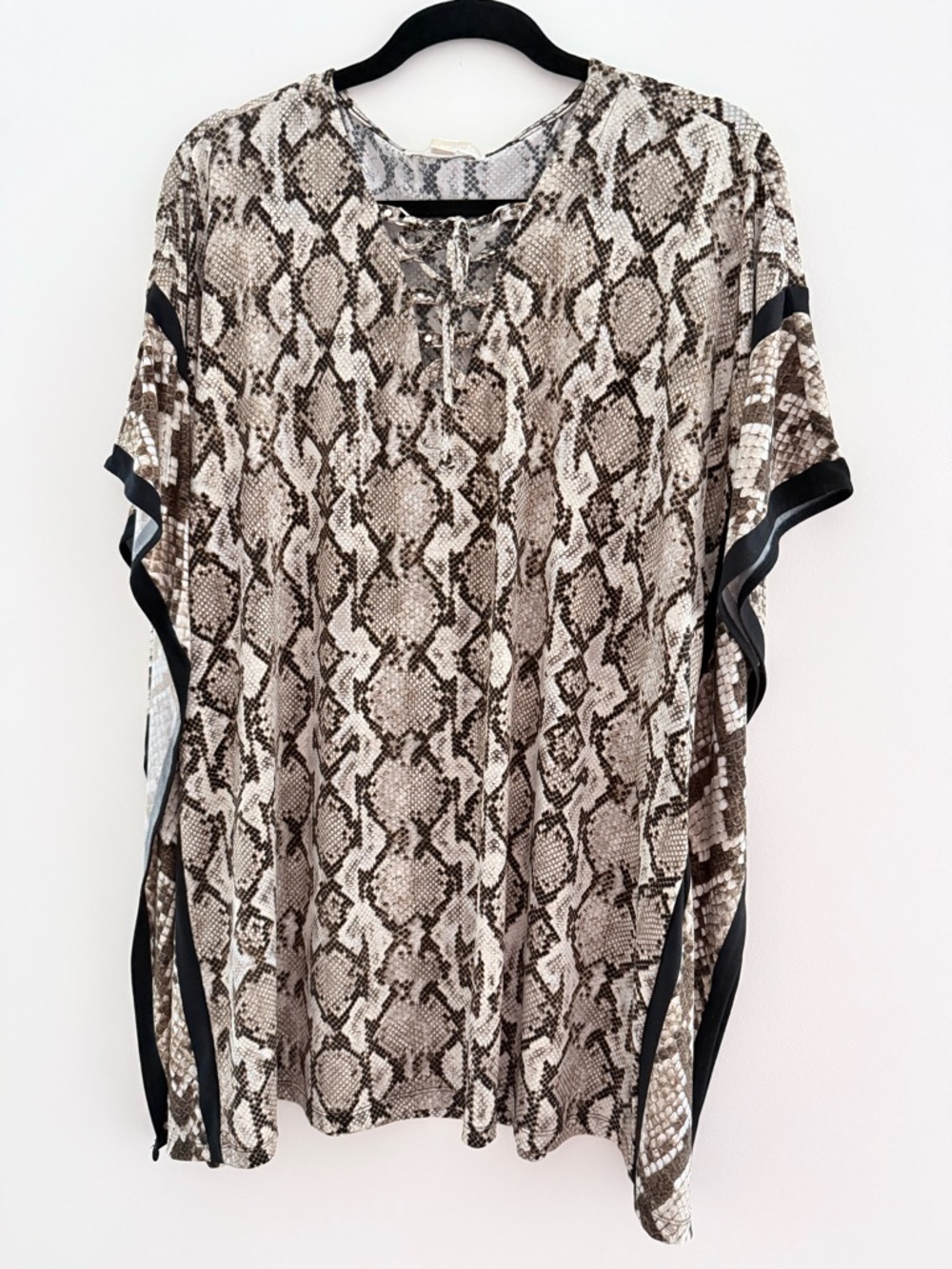 Michael Kors Snake-Print Short Sleeve Tunic in Brown and Black